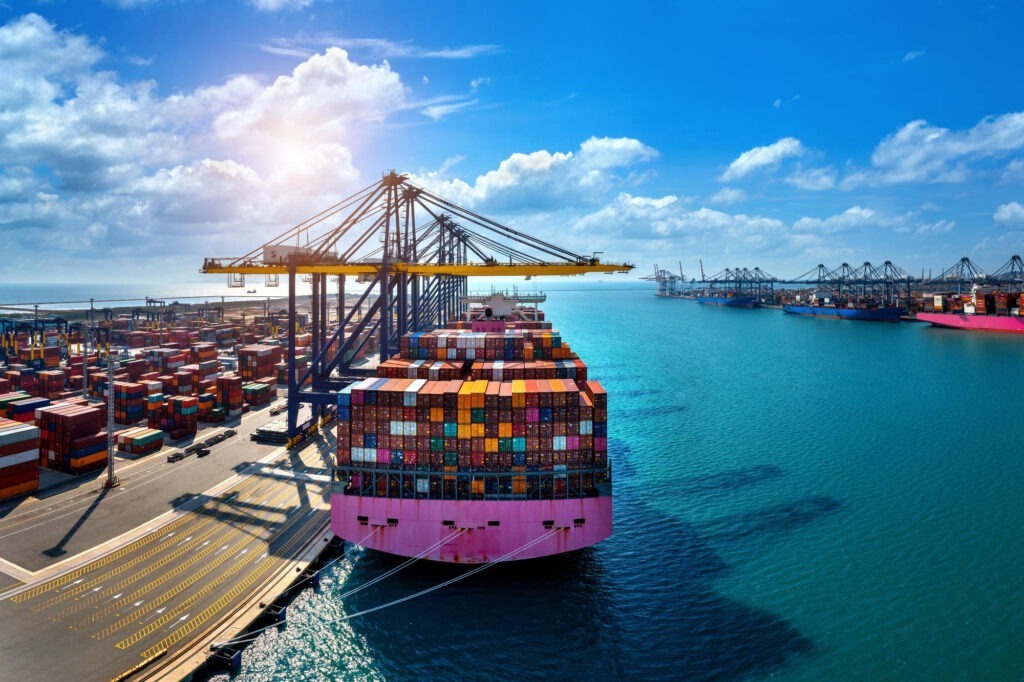 aerial-view-cargo-ship-cargo-container-harbor. Custom clearance agent in Dubai